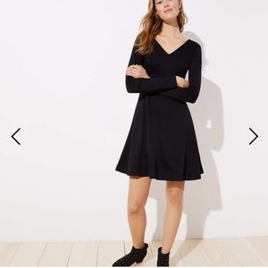 NEW Ann Taylor LOFT doubleface flare v-neck dress LBD